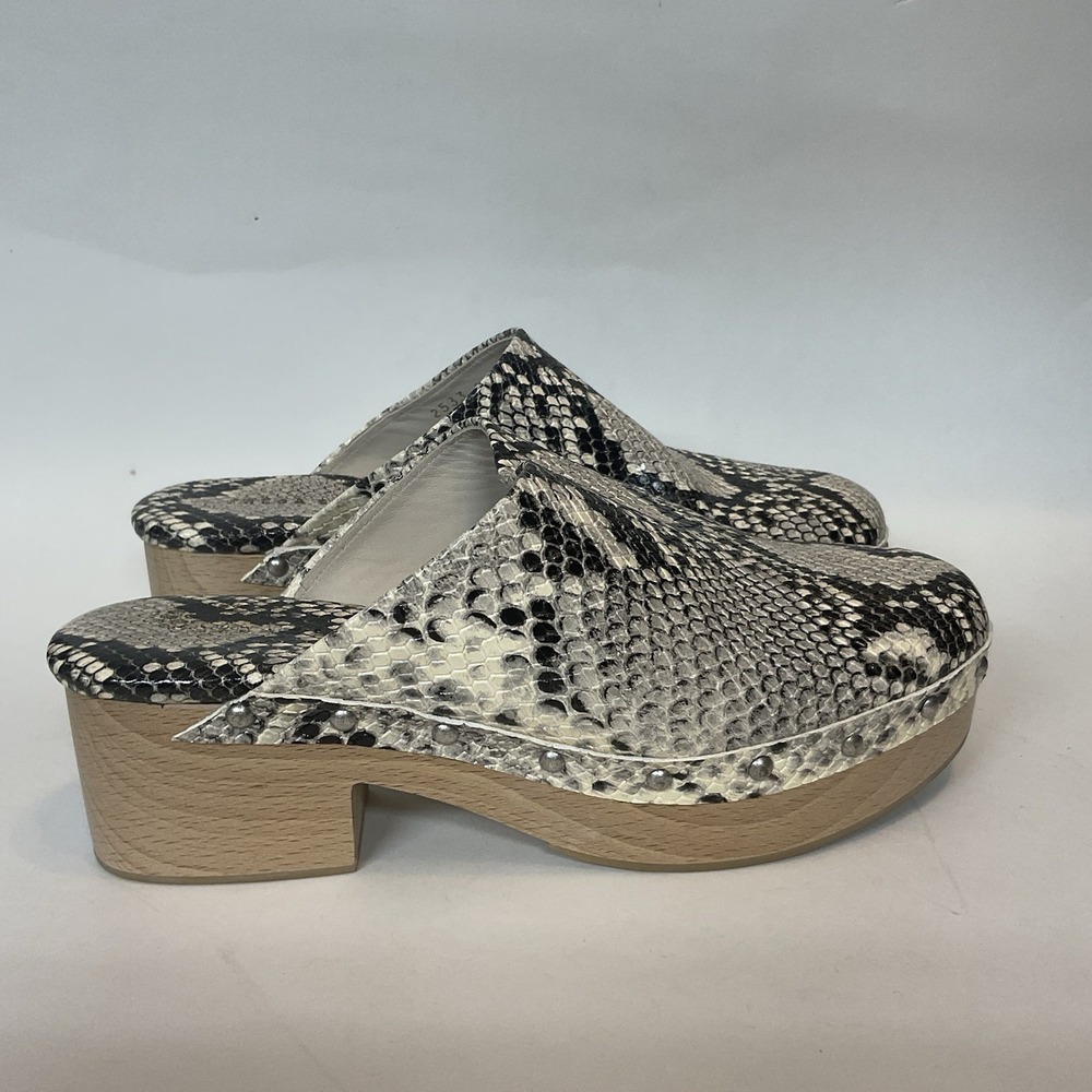 Frēda Salvador Samantha Gray Piton Leather Clog Women's Size ‎ 8,5 Made In Spane